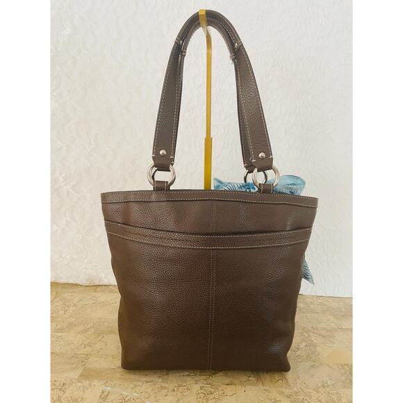 Vintage Coach brown Hamilton pebble leather shoulder bag tote Serial F14683 - Picture 2 of 10
